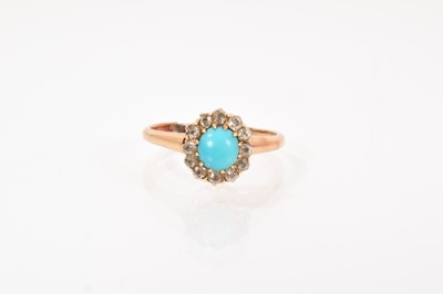 Lot 483 - Victorian turquoise and diamond cluster ring