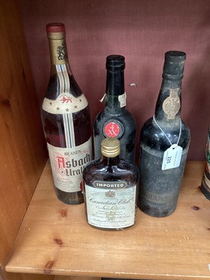 Lot 225 - Two bottles of vintage port, other bottles