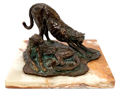 Lot 808 - William Timyn (1903-1990) bronze sculpture of two Cheetahs