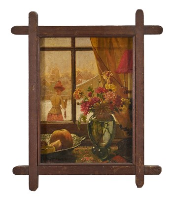 Lot 1029 - Walter Savage Cooper (1861-1943) oil on board, still life before a window