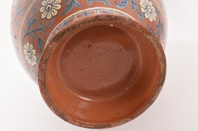 Lot 20 - Antique English Arts & Crafts Indian inspired terracotta Raj type vase, 35cm high