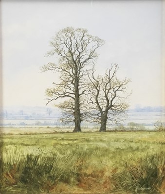 Lot 20 - John Ridgewell (1937-2004) mixed media - Two Trees, Stoke by Nayland, signed, inscribed verso, in glazed gilt frame