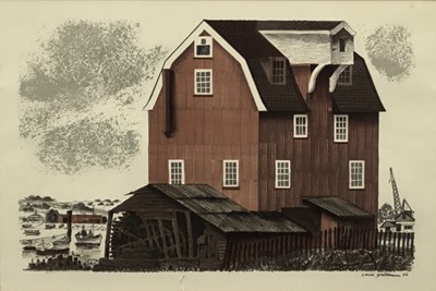 Lot 21 - David Gentleman (b.1930) lithograph - Woodbridge Tide Mill, with printed signature and date 1966, in glazed frame