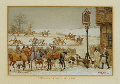 Lot 1235 - Frank Paton (1855-1909) watercolour and bodycolour - "A Meeting of the Unemployed", signed and inscribed Christmas 1886, 17cm x 27cm, in glazed gilt frame