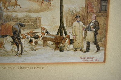 Lot 1041 - Frank Paton (1855-1909) watercolour and bodycolour - "A Meeting of the Unemployed", signed and inscribed Christmas 1886, 17cm x 27cm, in glazed gilt frame