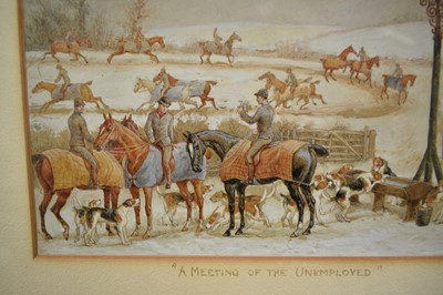 Lot 1041 - Frank Paton (1855-1909) watercolour and bodycolour - "A Meeting of the Unemployed", signed and inscribed Christmas 1886, 17cm x 27cm, in glazed gilt frame