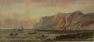 Lot 152 - Edwin Lewis (1838-1907) watercolour in glazed frame - coastal scene