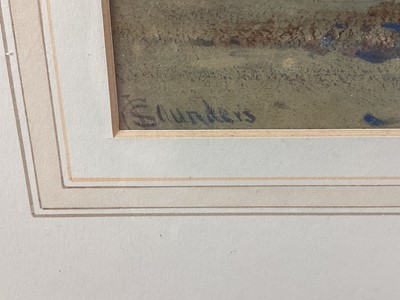 Lot 153 - Charles L. Saunders (1855-1915) - watercolour in glazed gilt frame - fishing boats at low tide