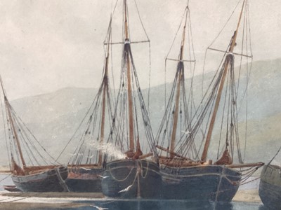 Lot 153 - Charles L. Saunders (1855-1915) - watercolour in glazed gilt frame - fishing boats at low tide