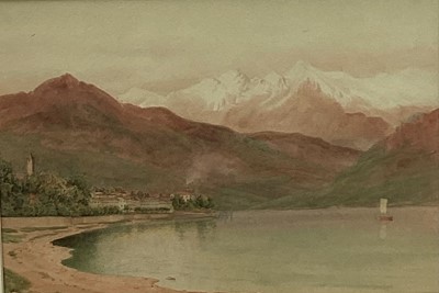 Lot 148 - Issac Cooke - watercolour 'The town of Baveno on Lake Maggiore' 15th May 1901