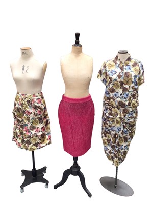 Lot 2055 - Group of women's clothing including silk blouses, Peter Som silk mix blue jacket and navy skirt, Thakoon floral silk dress and other Thakoon clothing (12 items)