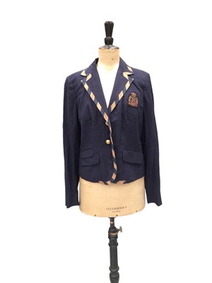 Lot 2057 - Tommy Hilfiger navy blazer with an embroidered crest and gilt buttons, size UK 10