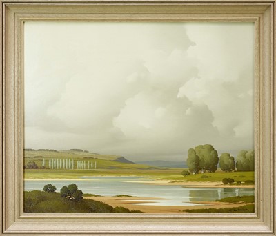 Lot 1104 - *Pierre de Clausade (French, 1910-1976) oil on canvas - 'Loire', signed, labels verso, 54cm x 65cm, framed