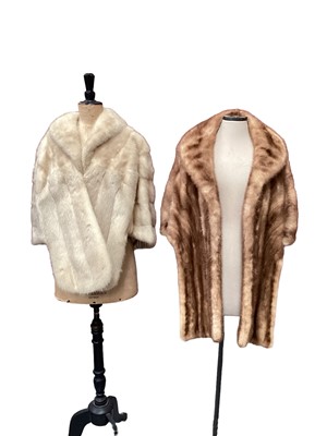 Lot 2077 - Group of vintage fur coats including a blonde mink and brown mink cape, musquash jacket/cape, black coney coat and another black fur jacket (5)