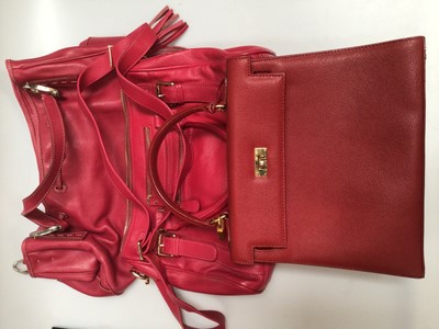 Lot 2082 - Group of handbags including a Longchamp red leather small backpack, Tod's pink leather handbag, Erica Anenberg, Kate Spade etc (9 items)