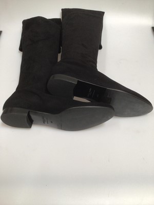 Lot 2089 - Adela King London 'Damasco' black stretch velour over the knee flat heel boots, size 40, brand new in box