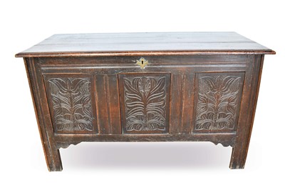 Lot 1299 - 17th century carved oak coffer