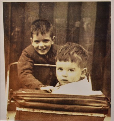 Lot 24 - *Harold Riley (1934-2023) signed photograph - 'Brothers', signed and dated '49, 37cm x 32cm, in glazed frame