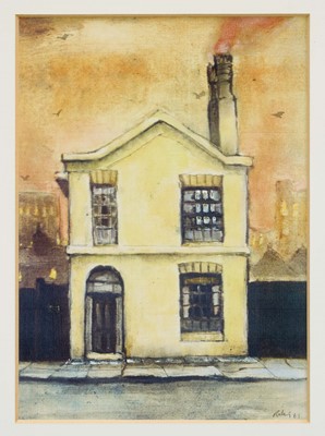 Lot 1179 - *Harold Riley (1934-2023) watercolour and mixed media on paper, Old House, signed and dated '61