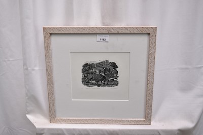 Lot 1182 - Barry Woodcock, contemporary, signed limited edition wood engraving, Canada Geese in Wivenhoe Park, 31/150, 17cm x 19.5cm, in glazed frame