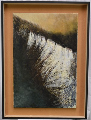 Lot 1181 - Pam Dan, 20th century, oil on canvas - 'Reeds, Autumn I', signed and dated '96, 91cm x 61cm, framed