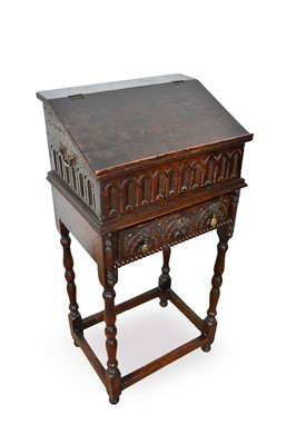 Lot 1305 - 17th century oak bible box on later stand