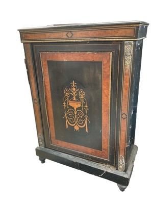 Lot 1319 - Victorian ebonised and burr walnut pier cabinet