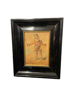 Lot 297 - 19th century German school, watercolour depiction of a gnome, signed and dated '96 and inscribed, 20 x 14cm, framed