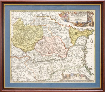 Lot 749 - Mattheus Seutter - early 18th century hand coloured engraved map - Transylvaniae, Moldaviae…