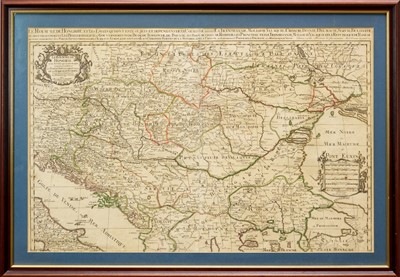 Lot 745 - Nicholas Sanson, large 17th century engraved map - Hungary & Eastern Europe, 56 x 88cm, glazed frame