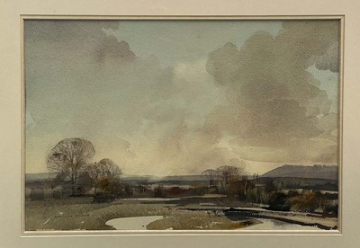 Lot 1087 - Rowland Hilder (1905-1993) watercolour - Winter Landscape, signed, 37cm x 54cm, in glazed gilt frame