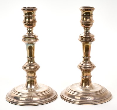 Lot 212 - Pair of Contemporary Georgian style silver candle sticks (London 1992), Garrard & Co Ltd.