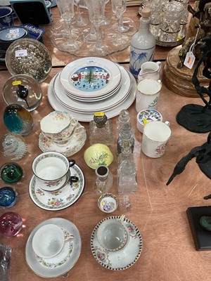 Lot 438 - Group of Villeroy & Boch Christmas plates, silver mounted and other scent bottles and a small group of other ceramics.