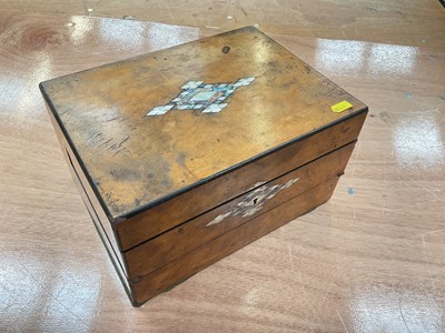 Lot 435 - Victorian walnut combination work box and writing slope.