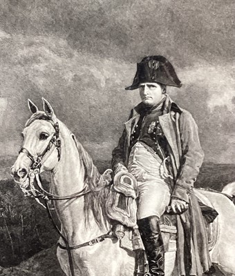 Lot 808 - Jules Jacquet, French, 1841-1913. Etching, 1887. Dragoon-Cavalry Soldier Cuirassier-The Sergeants Portrait. Signed in pencil lower right. After E. Meissonier, 1878. In a large period oak frame with...