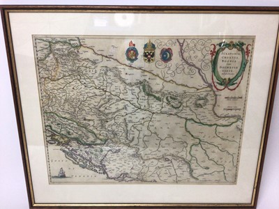 Lot 746 - European maps: including Janssen hand coloured 17th map of Slavonia, Croatia and Bosnia, others