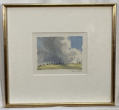 Lot 69 - Lindsay Bartholomew, British b. 1944. “Nedging Suffolk”, watercolour on paper, landscape. Signed and dated. Overall including frame 30x33cm.