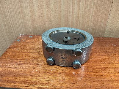 Lot 835 - Arts & Crafts Tudric pewter desk clock, with hammered finish, model number 01590