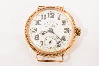 Lot 531 - Early 20th century 18ct gold wristwatch