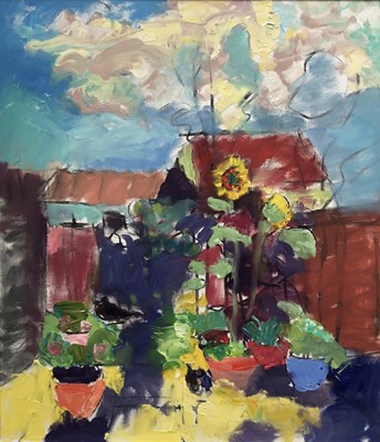 Lot 84 - Annelise Firth (b. 1961) oil on board - Summer Garden, signed verso, 79cm x 69cm, framed