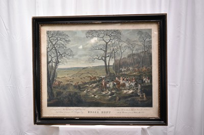 Lot 1000 - After Dean Wolstenholme, set of four 19th century hand coloured engravings - The Essex Hunt, 57cm x 72cm, in glazed hogarth frames