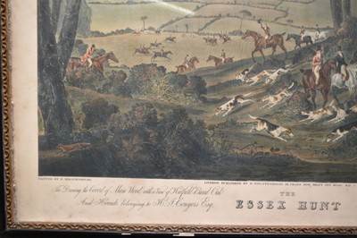 Lot 1000 - After Dean Wolstenholme, set of four 19th century hand coloured engravings - The Essex Hunt, 57cm x 72cm, in glazed hogarth frames