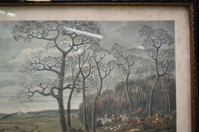 Lot 1000 - After Dean Wolstenholme, set of four 19th century hand coloured engravings - The Essex Hunt, 57cm x 72cm, in glazed hogarth frames