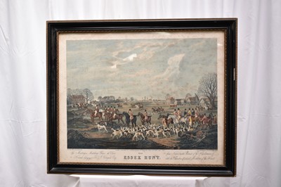 Lot 1000 - After Dean Wolstenholme, set of four 19th century hand coloured engravings - The Essex Hunt, 57cm x 72cm, in glazed hogarth frames