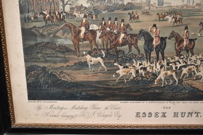 Lot 1000 - After Dean Wolstenholme, set of four 19th century hand coloured engravings - The Essex Hunt, 57cm x 72cm, in glazed hogarth frames