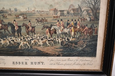 Lot 1000 - After Dean Wolstenholme, set of four 19th century hand coloured engravings - The Essex Hunt, 57cm x 72cm, in glazed hogarth frames