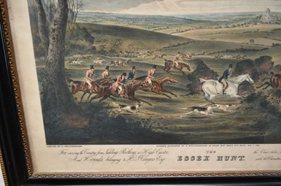 Lot 1000 - After Dean Wolstenholme, set of four 19th century hand coloured engravings - The Essex Hunt, 57cm x 72cm, in glazed hogarth frames