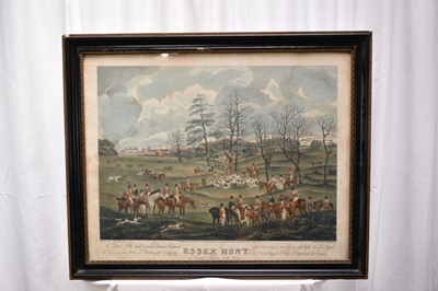 Lot 1000 - After Dean Wolstenholme, set of four 19th century hand coloured engravings - The Essex Hunt, 57cm x 72cm, in glazed hogarth frames