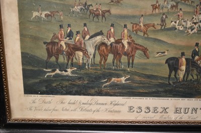 Lot 1000 - After Dean Wolstenholme, set of four 19th century hand coloured engravings - The Essex Hunt, 57cm x 72cm, in glazed hogarth frames