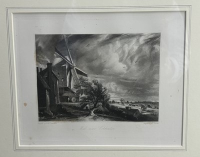 Lot 170 - John Constable (1776-1837) two mezzotints - Mill near Colchester and Castle Acre Priory, 20cm x 25cm and 19cm x 27cm, in glazed frames